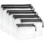 10pcs Zipper File Bags, Black Zipper Mesh Pouch, in 5 Sizes, Document Pouch Multipurpose Travel Bags File Holder with Grid for Office Supplies Cosmetics Travel Accessories