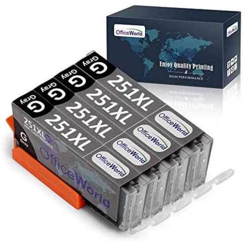 OfficeWorld Compatible 250 251 Gray Ink Cartridge Replacement for Canon 251XL CLI-251 GY Gray, Compatible with Canon MG6320 MG7120 MG7520 IP8720 Printer