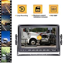 Rohent FHD 1080P Dual Digital Wireless Rear View Camera with 7 Inch DVR Monitor Support Full/Split Screen for Trucks,Trailers,RV High-Speed Observation Backup Camera System IP69K Waterproof R8