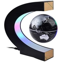 Yamix Magnetic Levitating Globe- Built-in LED Light Illuminates for Night View, 8.5CM Diameter, C Shape Floating Globe for Learning Education Demo Home Office Desk