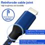 WUYA iPhone Charger, MFi Certified Lightning Cable 5 Pack (3/3/6/6/10FT) Nylon Woven with Metal Connector Compatible iPhone Xs Max/X/8/7/Plus/6S/6/SE/5S iPad - Black&Blue