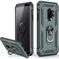 Galaxy S9 Case,Military Grade 16ft. Drop Tested Dual Layered Heavy Duty Cover with Magnetic Ring Kickstand Compatible with Car Mount Holder,Protective Phone Case for Samsung Galaxy S9 Pine Green