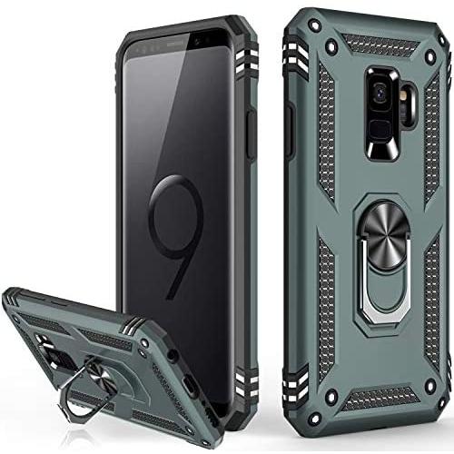 Galaxy S9 Case,Military Grade 16ft. Drop Tested Dual Layered Heavy Duty Cover with Magnetic Ring Kickstand Compatible with Car Mount Holder,Protective Phone Case for Samsung Galaxy S9 Pine Green