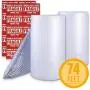 Bubble Cushioning Wrap Roll 2 Pack 3/16'' Air Bubble 12 Inch x 74 Feet Total, Perforated Every 12 Inch with 30pcs Fragile Stickers Packing Supplies for Heavy-Duty Moving Shipping