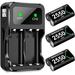 Controller Battery Pack for Xbox One/Xbox Series X|S, Rechargeable Battery Pack for Xbox Series X|S/Xbox One/Xbox One S/Xbox One X/Xbox One Elite Controller, Battery Charger with 3x2550 Battery Pack