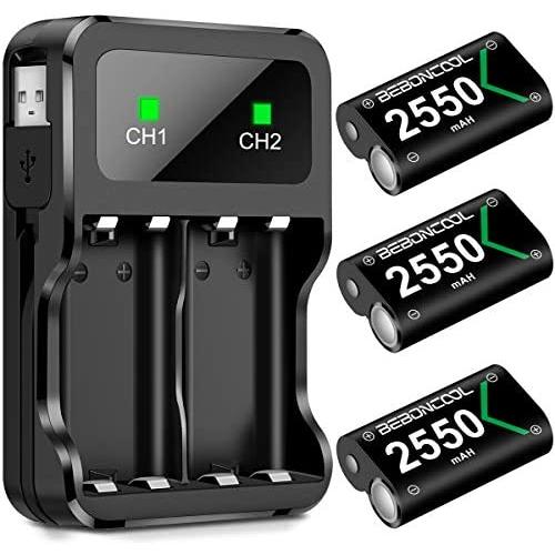 Controller Battery Pack for Xbox One/Xbox Series X|S, Rechargeable Battery Pack for Xbox Series X|S/Xbox One/Xbox One S/Xbox One X/Xbox One Elite Controller, Battery Charger with 3x2550 Battery Pack