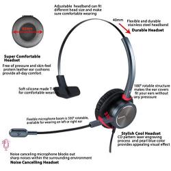 Emaiker Wired Call Center Noise Cancelling Corded Monaural Telephone Headphone for Deskphones U10P-S RJ9 Headset with Mic Mircrophone for Desk Landline Phone IP Phones for Office telemarketing Work