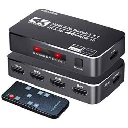 4K HDR HDMI Switch, Koopman 5 Ports 4K 60Hz HDMI 2.0 Switcher Selector with IR Remote, Supports Ultra HD Dolby Vision, High Speed (Max to 18.5Gbps), HDR10, HDCP 2.2 & 3D