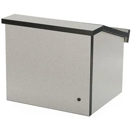 12.6''H Tabletop Portable Podium, Folding, Angled Surface with Lip, Hollow Storage Area (Gray)