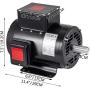 VEVOR Air Compressor Motor, 7.5Hp 3450rpm Heavy Duty Electric Compressor Motor Single Phase 184T 230V Electric Motor for Air Compressor