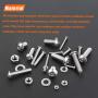 HELIFOUNER 1280 Pieces Button Head Socket Cap Screw Bolts, Flat Washers and Nuts Assortment Kit, Stainless Steel 304, Full Thread (M2 M3 M4 M5)
