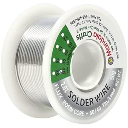 Rosin Core Solder Wire with 60-40 Tin Lead for Electrical, Electronic, PCB Soldering; By Mandala Crafts; 50g 1mm