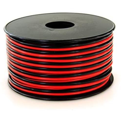 GS Power 100% Copper 16 AWG (American Wire Gauge) Stranded Flexible Dual Conductor Bonded Zip Cord Cable for Car Amplifier Automotive Trailer Harness Hookup Wiring – 100 feet Red/Black