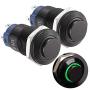 APIELE (Pcs of 2) 12mm Latching Push Button Switch High Round Head Aluminium Alloy 1NO 1 Normally Open with Ring Led (Green)
