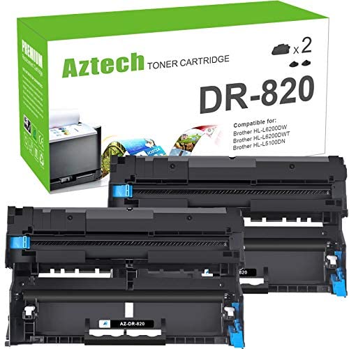 Aztech Compatible Drum Unit Replacement for Brother DR820 DR-820 DR 820 for Brother HL-L6200DW MFC-L5850DW MFC-L5900DW MFC-L6700DW MFC-L5800DW HLL6200DW HL-L5200DW HLL5100DN HLL6300DW (Black, 2-Pack)
