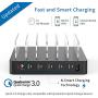 Sidiyang Multi Device Charging Station with QC 3.0 Quick Charge, 6-Port USB Charger Docking Station with Watch Stand Compatible with iPhone iPad and Android Cell Phone and Tablet