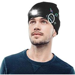 Bluetooth Beanie Hat Music Hat Knit Cap with Headphone Stereo Speaker LED Light for Running Hiking Men Women Teens