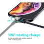 180 Degree Magnetic Cable, ZRSE Type C Rotate Double Charge Nylon Brained Charging Cable for i-Product & USB-C & Micro Devices, 3.3 Feet Black (2 Pack)
