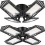 2Pack Garage Lights, 100W Led Garage Light, Daylight Garage Lights Ceiling Led, Deformable Garage Ceiling Lights, E26/E27 LED Shop Light for Workshop, Basement and Warehouse