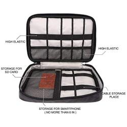 HOLIMET Electronics Organizer Bag Travel Cable Accessories Cord Storage Bag Case Box to House Charging Lighting USB Wire Cellphone Mini Tablet with 5pcs Cable Ties for Office Home Traveling, Black