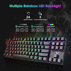 PICTEK TKL Mechanical Gaming Keyboard, RGB LED Rainbow Backlit 60% keyboard with Blue Switches, 27 LED Lighting Modes 87 Keys Keyboard, 100% Anti-Ghosting Tenkeyless Keyboard for Windows PC/MAC Games
