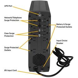 Liebert PSA5 UPS - 500VA/300W 120V, Line Interactive, AVR, Mini Tower, 10 outlets, USB Charging, 3 Year Warranty, Uninterruptible Power Supply, Battery Backup with Surge Protection(PSA5-500MT120)