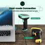 Deli Wireless Barcode Scanner, 328 ft Transmission Range, 2000mAh Battery, Automatic 1D Barcode Reader Support Windows/Mac/Linux/iOS/Android System