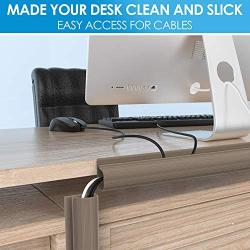 Updated 94'' J Channel Cable Raceway - Desk Cord Organizer - Computer Cable Management Under Desk with 196'' Mounting Tape - 6 Count Desk Cable Tray for Office, Home (6X 15.7 Each, Medium, Brown)