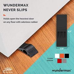 Wundermax Door Stopper Rubber Door Stop Wedge Security Door Stops with Door Holder Rubber Door Stoppers Works On All Floor Types and Carpet Heavy Duty Door Jam (4 Pack Grey)