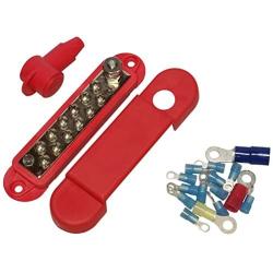 (Red) 12 Terminal Distribution Block -BUSBAR- With Ring Terminals
