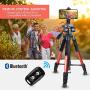 UBeesize 60-inch Camera Tripod, 5kg/11lb Load TR60 Load Portable Lightweight Aluminum Travel Tripod with Carry Bag & Bluetooth Remote, for DSLR Cameras Compatible with iPhone & Android Phone (Orange)