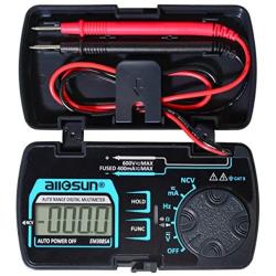 ALLOSUN Digital Multimeter Pocket Size DC AC Voltage Current Tester NCV Ohm Capacitance Frequency Diode and Continuity Test Auto Range (EM3085A (Upgraded))
