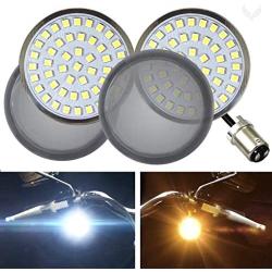 Eagle Lights Generation II 2 inch Front LED Turn Signals with White Running Lights for Harley Davidson Motorcycles 1157 Bullet style turn signals (with Smoke Lenses)