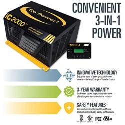 Go Power! GP-IC2000-12-PKG Pure Sine Wave Inverter (2000 Watt with 100 amp Charger Includes ICR-50 Remote)
