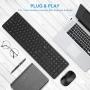 Wireless Keyboard and Mouse Combo, WisFox 2.4G Full-Size Wireless Keyboard Mouse Combo, USB Keyboard Silent Ergonomic Mouse and Keyboard for PC Laptop Desktop Windows (Black)