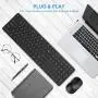 Wireless Keyboard and Mouse Combo, WisFox 2.4G Full-Size Wireless Keyboard Mouse Combo, USB Keyboard Silent Ergonomic Mouse and Keyboard for PC Laptop Desktop Windows (Black)