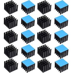 20pcs Aluminum Heatsink 20x20x16mm / 0.79x0.79x0.63 inches with Thermal Conductive Adhesive Tape for Electronic Chip MOS IC Diode Triode Cooling Heat Dissipation