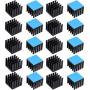 20pcs Aluminum Heatsink 20x20x16mm / 0.79x0.79x0.63 inches with Thermal Conductive Adhesive Tape for Electronic Chip MOS IC Diode Triode Cooling Heat Dissipation