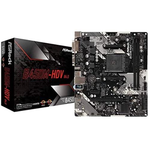 ASRock B450M-HDV R4.0 AM4 AMD Promontory B450 SATA 6Gb/s Micro ATX AMD Motherboard