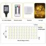 B-right Icicle Lights Outdoor, 32.8ft x 2.6ft 480 LED Christmas Lights Plug in Remote 29V 8 Modes LED String Lights for Christmas Bedroom Party Curtain Outdoor Indoor Wall Decorations, Warm White