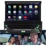Android 10.0 Single Din Car Stereo 7 Inch Flip Out Capacitive Touch Screen Support Bluetooth WiFi GPS Navigation Mirror Link AM/FM Car Radio OBD USB SD AUX Cam-in with Backup Camera and Microphone