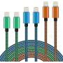 WUYA iPhone Charger, MFi Certified Lightning Cable 6 Pack - 3/3/6/6/10/10 FT Nylon Woven Fast Charging High Speed Data Sync Cord Compatible iPhone 11 Pro XS MAX XR XS X 8 7 Plus 6S 6 SE - Color