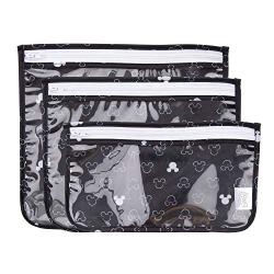 Bumkins TSA Approved Toiletry Bag, Disney Travel Bag, Quart Zip Pouch, PVC-Free, Vinyl-Free, Clear Sided, Set of 3 – Mickey Mouse Icon