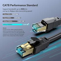 Cat 8 Ethernet Cable, 6ft Heavy Duty High Speed Internet Network Cable, Professional LAN Cable,26AWG, 2000Mhz 40Gbps with Gold Plated RJ45 Connector, Shielded in Wall, Indoor&Outdoor.