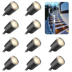 Recessed LED Deck Light Kits with Protecting Shellφ32mm,10Pack SMY In Ground Outdoor LED Landscape Lighting IP67 Waterproof, 12V Low Voltage for Garden,Yard Steps,Stair,Patio,Floor,Kitchen Decoration
