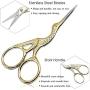 BIHRTC Scissors 4.5 Inch Small Stainless Steel Sharp Embroidery Scissors Classic Crane Design Sewing Gold Scissors for Office Embroidery Sewing Craft Art Work and Everyday Use