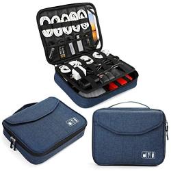 Electronics Bag, Jelly Comb Electronic Accessories Travel Cable Organizer Waterproof Cord Storage Bag for Cables, iPad (Up to 11),Power Bank, USB Flash Drive and More-(Black and Blue)