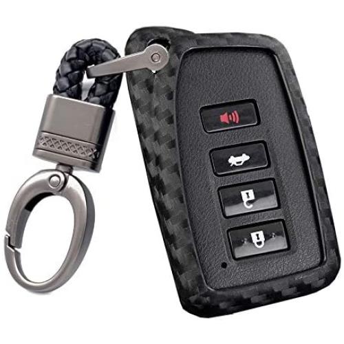 Royalfox(TM) 2/3/4 buttons soft silicone carbon fiber smart keyless remote Key Fob case Cover shell For Lexus RX IS CT GS NX ES RC RCF GSF es300 es330 es350 RC200 RC300 RC350 is300 is250 is350 (black)