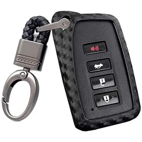 Royalfox(TM) 2/3/4 buttons soft silicone carbon fiber smart keyless remote Key Fob case Cover shell For Lexus RX IS CT GS NX ES RC RCF GSF es300 es330 es350 RC200 RC300 RC350 is300 is250 is350 (black)
