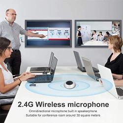 YSX Wireless Speakerphone Microphone, Omni-Directional Computer Microphone Speaker Integrated, 360° Audio Pickup - 2.4G Wireless Receiver, Suitable for Around 35 Square Conference Room